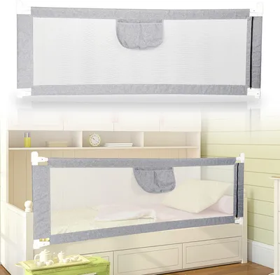 Produktbild von TolleTour Baby Bettgitter Kinderbettgitter Bettschutzgitter mit Vertikal anhebbar und Einhandbedienung zum Schutz vor Stürzen für Babys und Kinder - 180CM