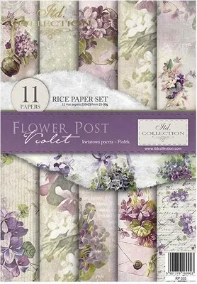 Produktbild von Reispapier-Set A4 – RP035 Flower Post Violet – ITD Collection