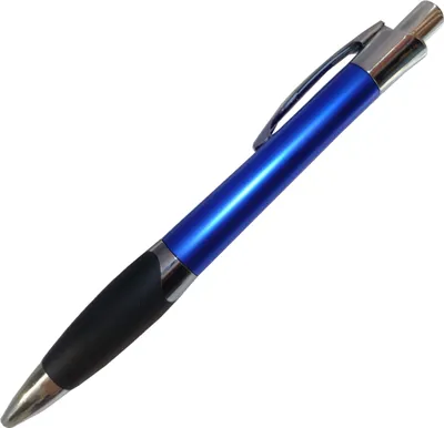 Produktbild von 5x Kugelschreiber aus Metall / mit Griffgummimanschette / Farbe: blau