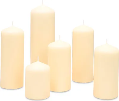 Produktbild von Bolsius 6er Set Glatte Stumpkerzen, Elfenbein