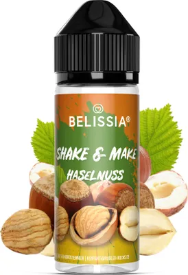 Produktbild von Belissia Shake and Make Haselnuss - 10ml hochdosiertes Lebensmittelaroma + 120ml Schüttelflasche - Für Backen, Speisen, Getränke, Shakes, DIY uvm.