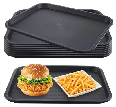 Image de Plateaux de service en plastique, rectangulaires, 35 x 27 cm, lot de 8, pour hôtels