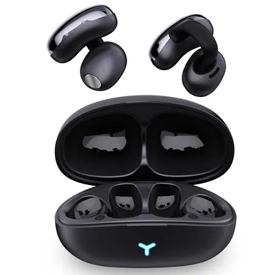 Bluetooth 5.3 Open-Ear-Kopfhörer kabellos, wasserdicht, mit Mikrofon, lange Akkulaufzeit, perfekt für Sport, Gaming und Arbeit, Schwarz