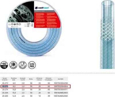 Produktbild von Cellfast Verstärkter Technischer Schlauch 8X2,0X50Mb.