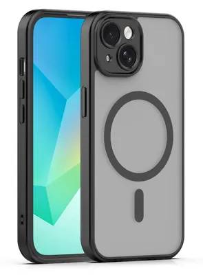 Zdjęcie produktu dla TelForceOne Mag Matt, Pokrowiec, Apple, iPhone 15, 15,5 cm (6.1"), Czarny, Przezroczysty