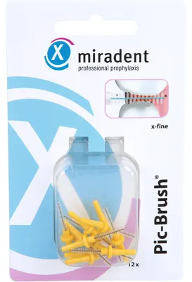 Immagine prodotto di Miradent Pic-Brush spazzolini di ricambio x-fine giallo 12, 12 spazzolini interdentali
