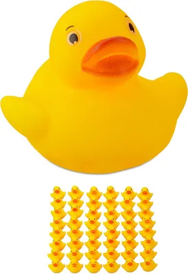 Productafbeelding van Badeendje 3,5 cm 48 stuks - Piepende eendjes als badspeelgoed - Ook als decoratie - Leuk op verjaardagen - Geel