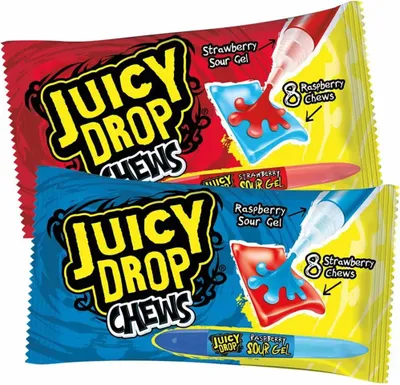Produktbild von Bazooka Juicy Drop Chews Strawberry & Raspberry (16 x 67g)