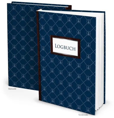 Produktbild von Großes DIN A4 Logbuch dunkelblau mit ANKER-Motiv - Schiffstagebuch zum Eintragenohne Metallecken