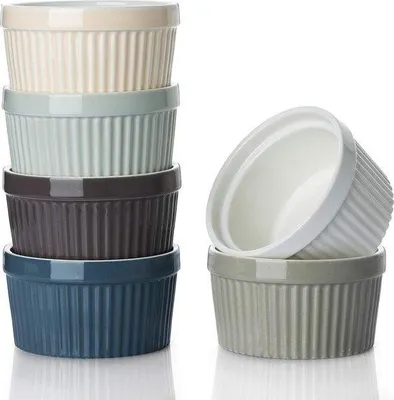 Produktbild von Famanu Crème Brûlée Schalen 6 Stück - 235 ml, Porzellan, Ø 10 cm, mehrfarbig