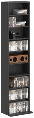 Immagine prodotto di Libreria Porta CD e DVD 33x24x140 cm con 6 Ripiani Regolabili Nero