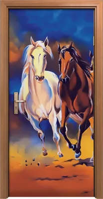 Produktbild von Türposter 90x200 cm Türaufkleber Türtapete Türfolie Klebefolie Malerei Pferden Galopprennen
