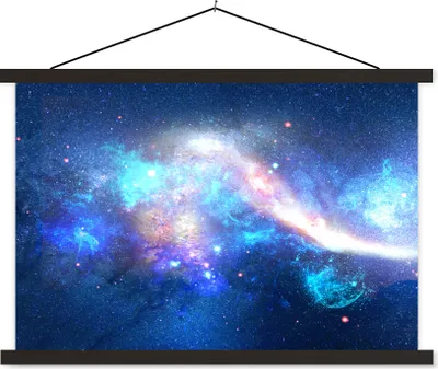 Produktbild von MuchoWow® Textilposter Universum - Blau - Sterne 120x80 cm mit schwarzem Rahmen - Wanddeko