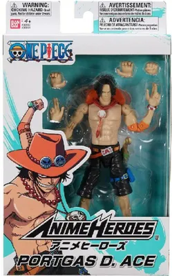 A Bandai Anime Heroes Portgas D. Ace action figure in its original packaging.