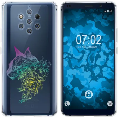 Produktbild von PhoneNatic Case kompatibel mit  Nokia 9 PureView Silikon-Hülle Floral Katze M2-4