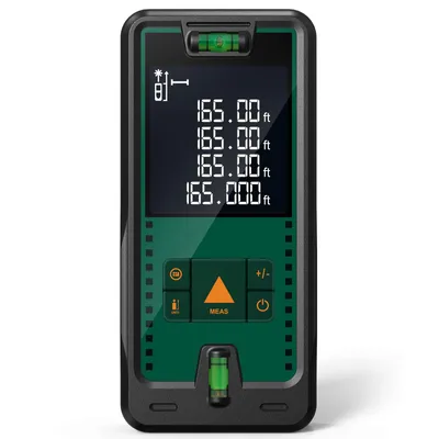 Produktbild von Laser Entfernungsmesser, OGETO Laser Entfernungsmesser mit LCD Hintergrundbeleuchtung, 99 Datensätze, M/In/Ft, Abstand/Fläche/Volumen Messungen