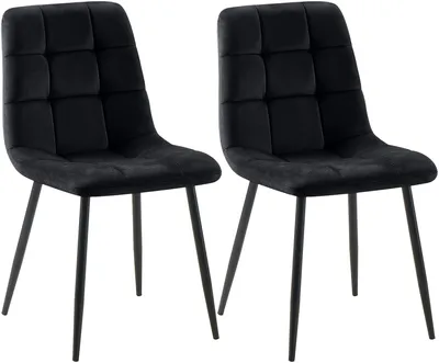 Produktbild von CLP 2er Set Esszimmerstuhl Tilde gepolstert mit Rückenlehne bis 150 kg belastbar schwarz Material Samt, KI-generiertes Bild