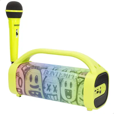 Karaoke-Lautsprecher mit Mikrofon, RGB-Licht, Bluetooth, 2 Lautsprecher