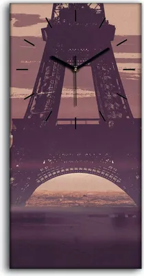Produktbild von Küche Wohnzimmer Wand Leinwand Uhr 30x60 Paris Frau mit Blick auf Eiffelturm - schwarze Hände
