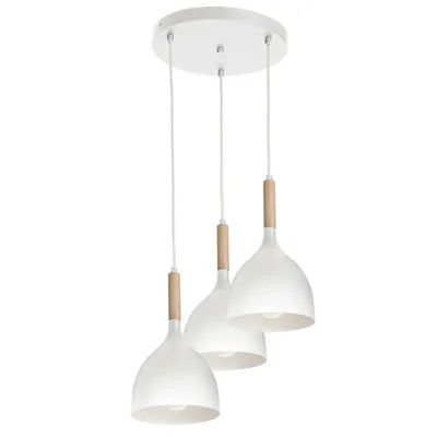 Zdjęcie produktu dla Lampa wisząca Noak wood biały matowa-jasne drewno 3xE27x15W metal wym:110x42x42cm IP20 Luminex