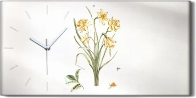 Produktbild von Wandkunst Leinwand Bild Uhr Geräuschlos 60x30 Gemälde Blumen Pflanzen Kunst - weiße Hände