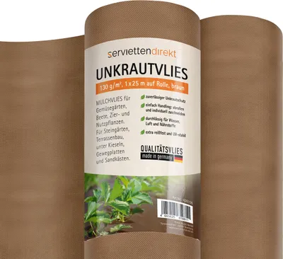 Produktbild von Gartenvlies, Unkrautvlies, Mulchvlies auf Rolle, 1 m x 25 m aus PP-Vlies 130g in braun