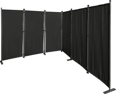 Produktbild von Paravent 6 Teilig 340x165cm Schwarz - Garten & Balkon Sichtschutz Stellwand Innen & Außen - Raumteiler Trennwand Faltbar Blickdicht & Wetterfest