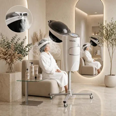Image de Sauna capillaire Sophia Micromist pour salon : hydratant professionnel avec 3 programmes (reconstruction, régénération, soin) et fonction ozone