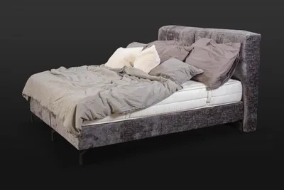 Produktbild von Graues Doppelbett Moderne Schlafzimmermöbel Designer Textilbetten Neu
