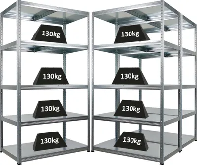 Produktbild von Mega Deal | 3x Schwerlastregal Steel Eagle | HxBxT 180x100x60cm | Fachlast 130kg | Verzinkt