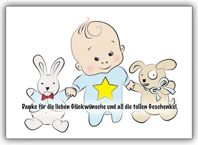 Produktbild von 4x Süße Dankeskarte für die Glückwünsche zur Geburt mit Baby Boy