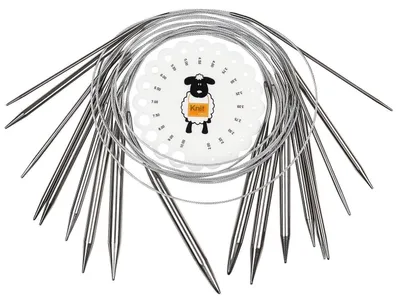 Produktbild von Rundstricknadel Set Edelstahl 9 Stück 60cm 2,5-10 mm Nadellehre