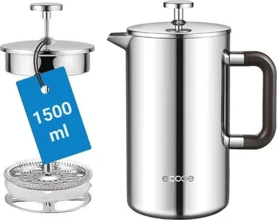 Produktbild von Doppelwandiger Kaffeezubereiter 1,5 Liter aus Edelstahl mit 3 Filtern