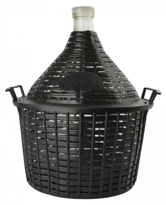 Image de Dame-jeanne avec panier 15L goulot normal + Bouchon en plastique