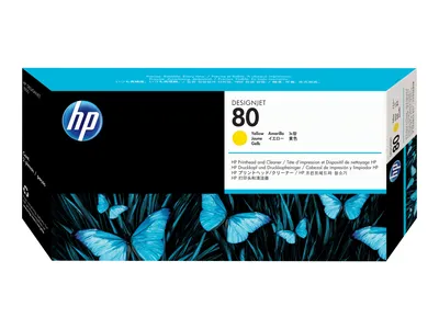 Produktbild von HP 80 Gelb DesignJet Druckkopf und Druckkopfreiniger, HP Designjet 1000 Serie, Thermal Inkjet, Gelb, C4823A, Vereinigte Staaten, Singapur, 264 mm