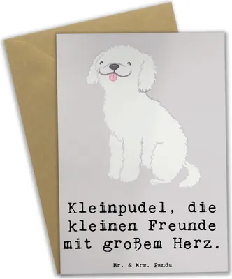 Produktbild von Mr. & Mrs. Panda babykarte Kleinpudel Liebe - Grau Pastell - Geschenk, Hund, Hunderasse, herzerwärmend, einladungskarten, Hunderassen Charakter, Familienhund, osterkarte