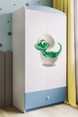 Produktbild von Kinderkleiderschrank Babydreams Drehtürenschrank Kleiderschrank Kleiner Dino Blau