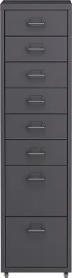 Produktbild von Rollcontainer 'Kökar' mit 8 Schubladen Stahl 109 x 28 x 41 cm Dunkelgrau