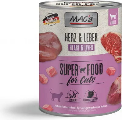 Image de MAC's CAT COEUR & FOIE, Adulte, toutes races, coeur, foie, 800 g, sans céréales