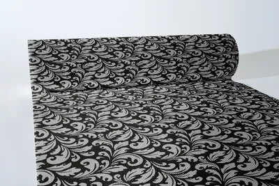 Produktbild von Sovie HORECA Tischläufer Carlo in Schwarz-Silber aus Linclass® Airlaid 40 cm x 24 m, 1 Stück - Ornamente