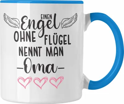 Produktbild von Trendation - Einen Engel Ohne Flügel Nennt Man Oma Tasse Geschenk Muttertag Spruch Großmutter (Blau)