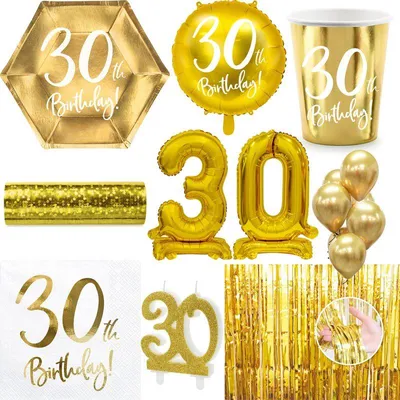 Produktbild von 30. Geburtstag Geburtstagsdeko Party Set Zahl 30 Jahre gold Partyartikel