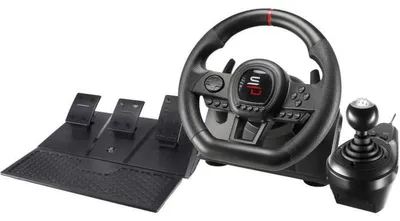 Produktbild von Subsonic SA5658, Lenkrad + Pedale + Joystick, PlayStation 4, Xbox One, Xbox One S, Xbox One X, Xbox Series S, Xbox Series X, D-Pad, Schaltfläche Optionen, Schaltfläche Teilen, Kabelgebunden, USB, Schwarz