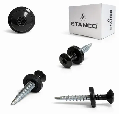 Obrázek produktu pro ETANCO GTF P vrtačky se těsnicí podložkou z EPDM, trapézový plech TX, RAL 7021, černosivý, 4,8 x 35 mm, 250 ks