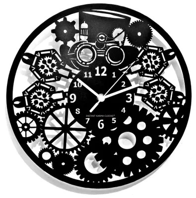 Wanduhr Steampunk Retro Zahnräder, 30 cm, Schwarz