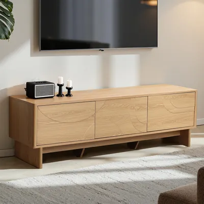 Produktbild von TV-Lowboard aus Holz mit 3 Türen und Stauraum, B150 x T40 x H48 cm