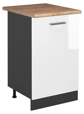 Produktbild von Küchenunterschrank Vicco R-Line Weiß Hochglanz/Anthrazit 50 cm Arbeitsplatte Goldkraft Eiche, Model 70293