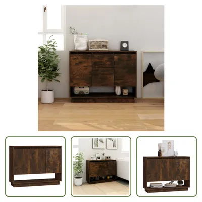 Produktbild von The Living Store Sideboard Räuchereiche 97x31x75 cm Holzwerkstoff