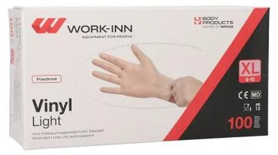 Produktbild von "WORK-INN" Handschuhe, Vinyl gepudert "Light" transparent Größe: XL