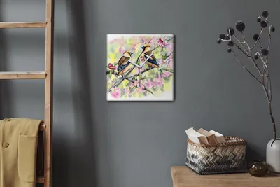 Produktbild von Coloray Hodiny Unikátní 30x30 cm  Tiché hodiny Pro obývací pokoj a kuchyň Nástěnné hodiny Plátno Bílé ručičky hodin - Ptáci zvířat